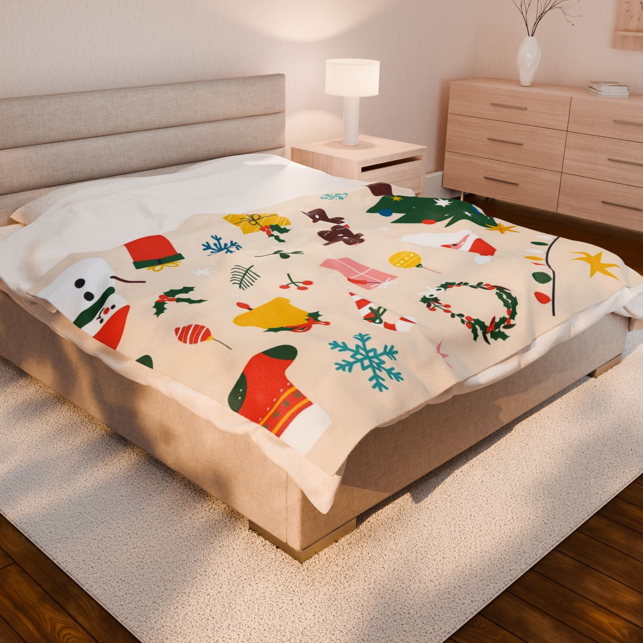 Christmas Velveteen Plush Blanket – Soft & Festive Holiday Throw