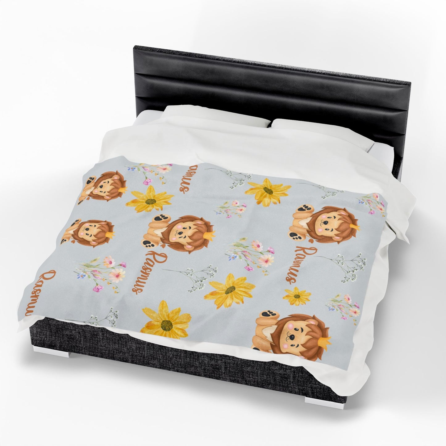 Personalized Lion Baby Blanket – Velveteen Plush Safari-Themed Name Blanket for Newborns, Baby Shower Gift