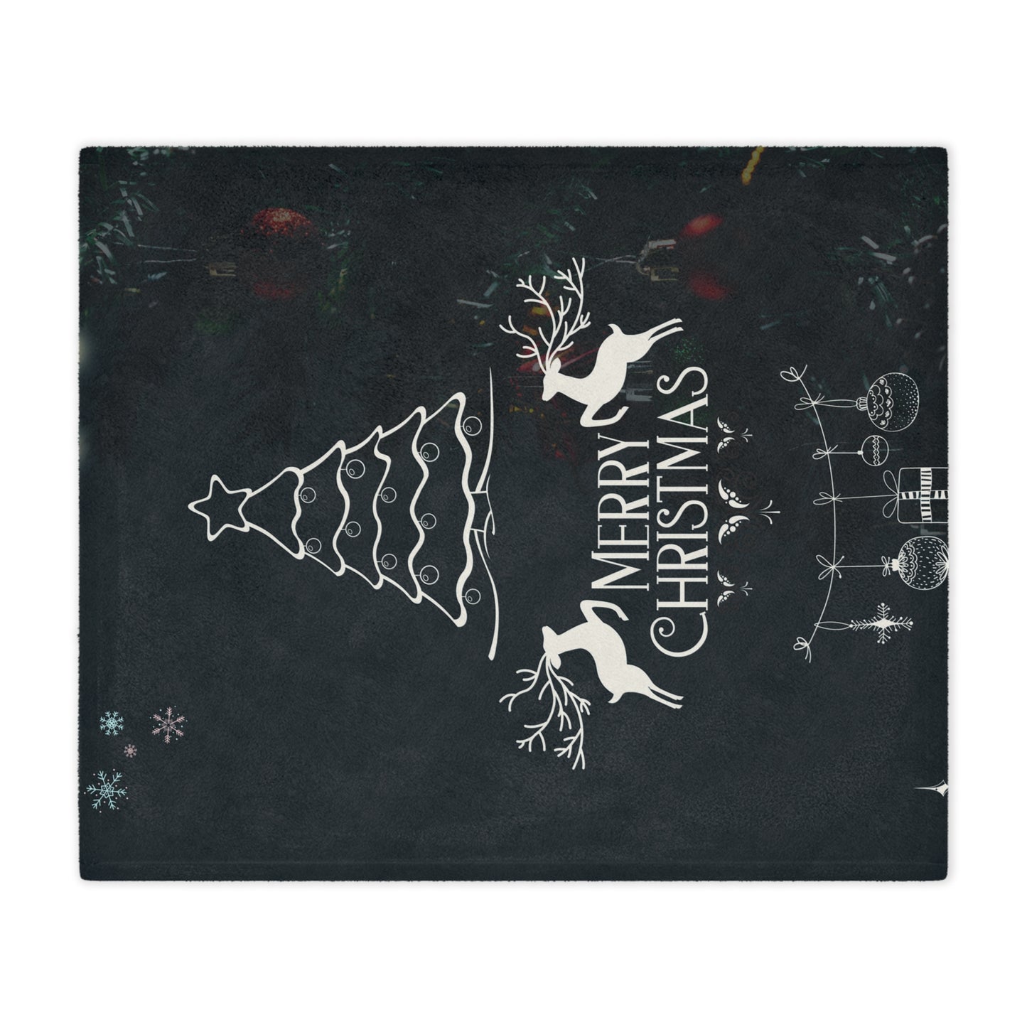 Merry Christmas in Black Printed Minky Blanket