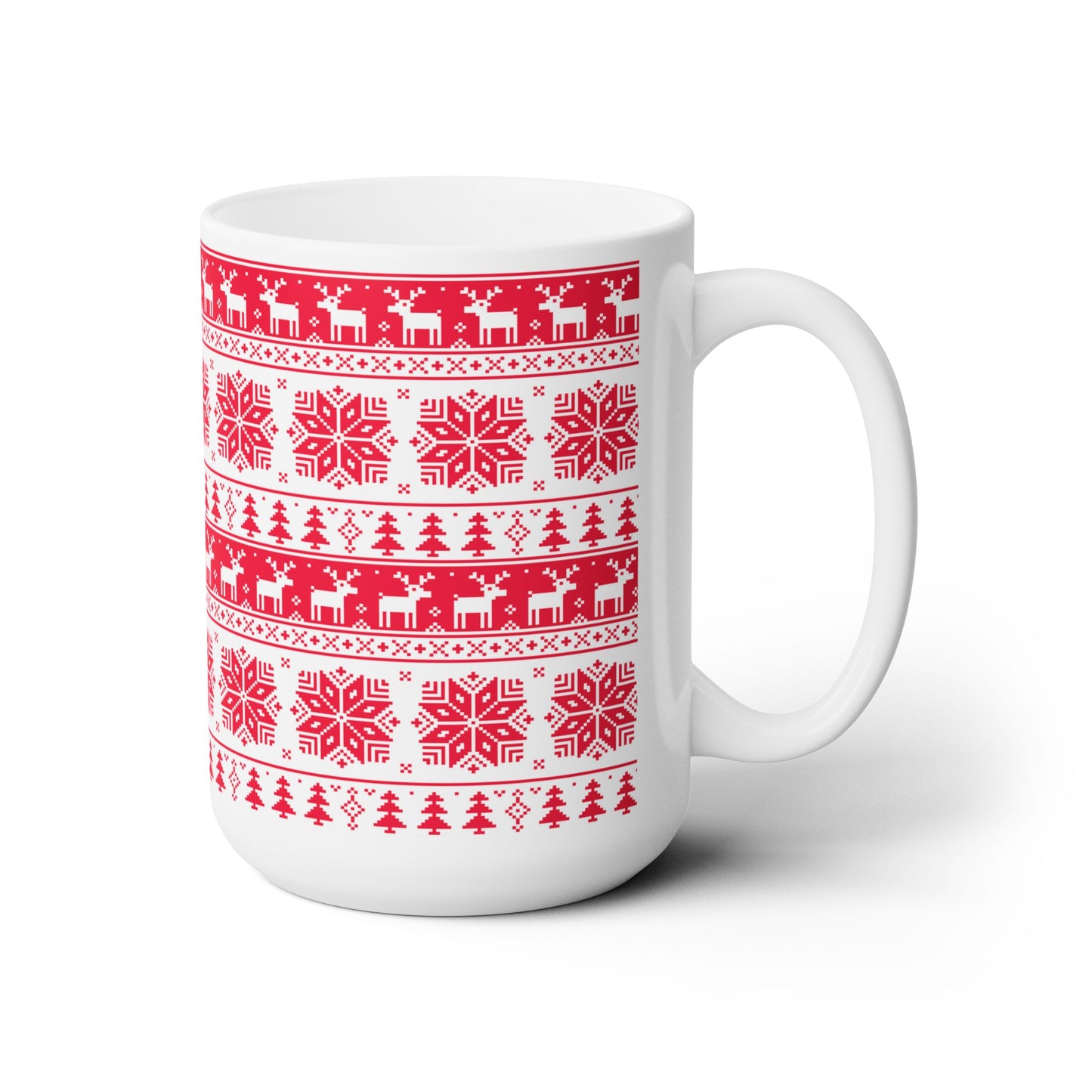 Christmas Ceramic Mug 15oz – Large Holiday Coffee & Tea Cup with C-Handle