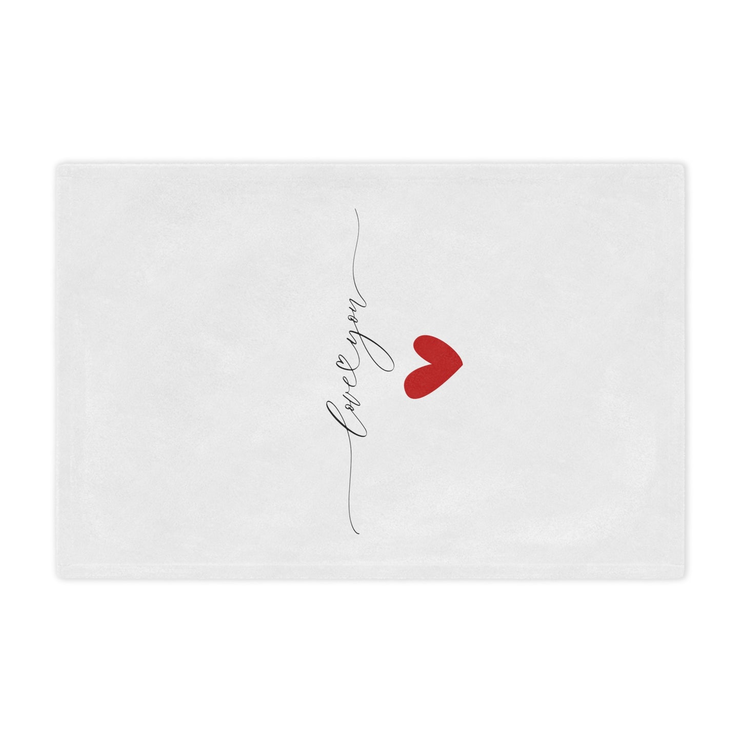 Love You Signature with Heart Printed Velveteen Minky Blanket for Valentine