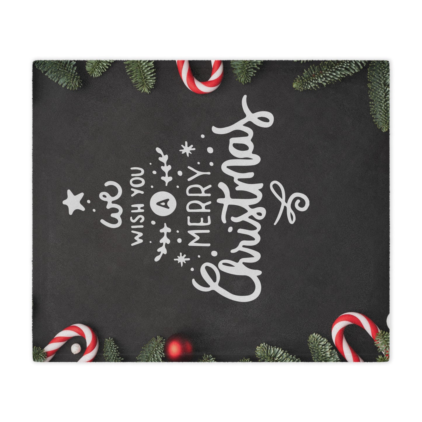 We Wish You Merry Christmas Printed Minky Blanket, Black
