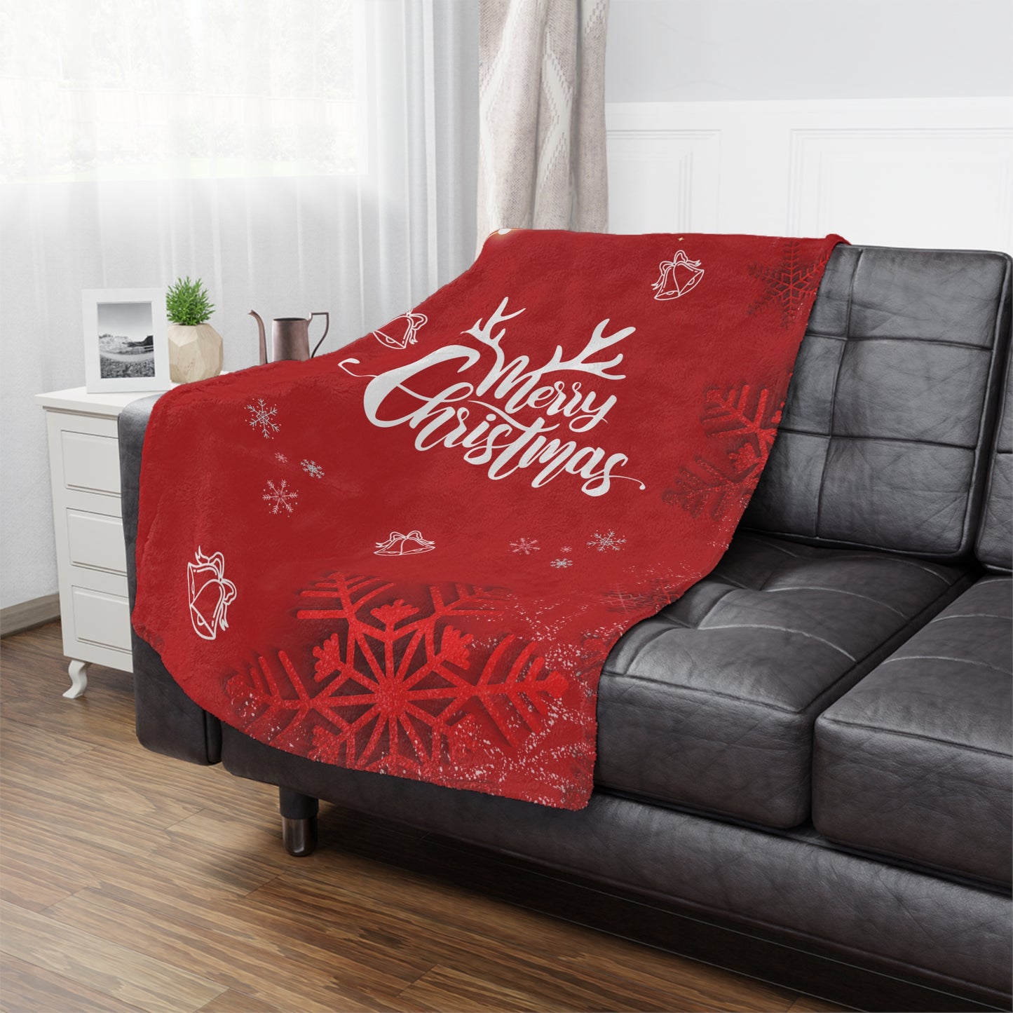 Merry Christmas in Red, Printed Velveteen Minky Blanket