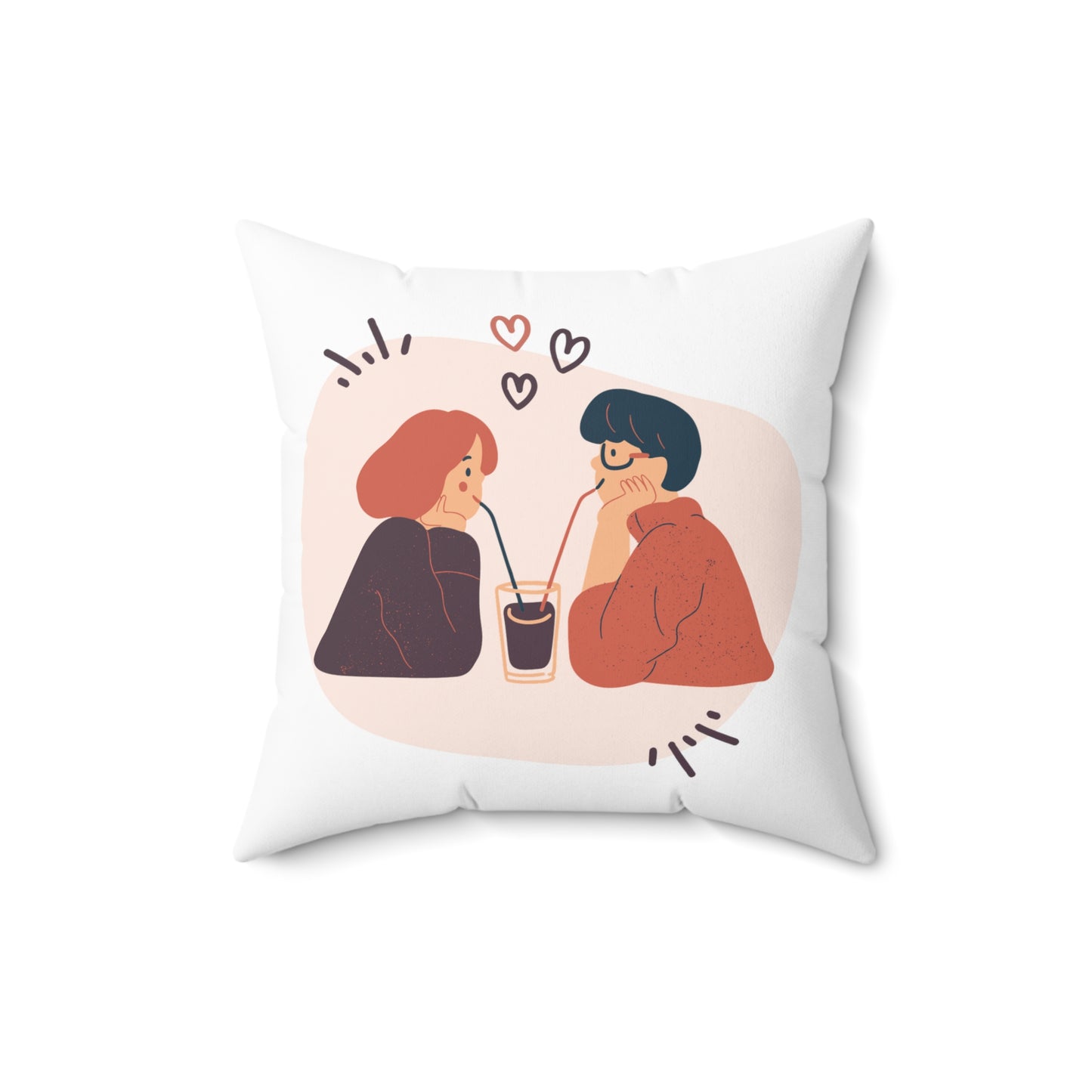 Couple on Cycle Printed Sqaure Pillow Case for Valentine