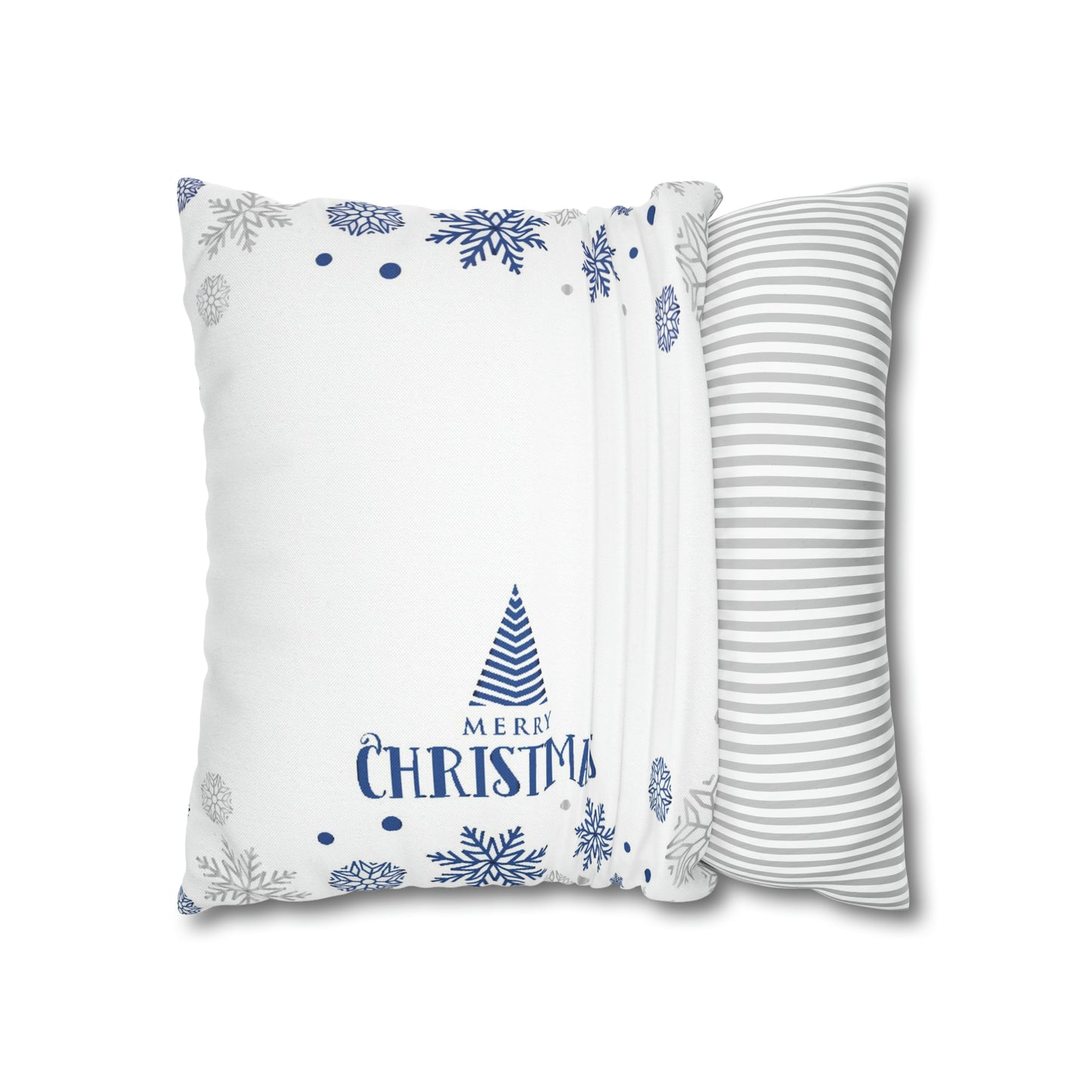 White Christmas Spun Polyester Square Pillow Case