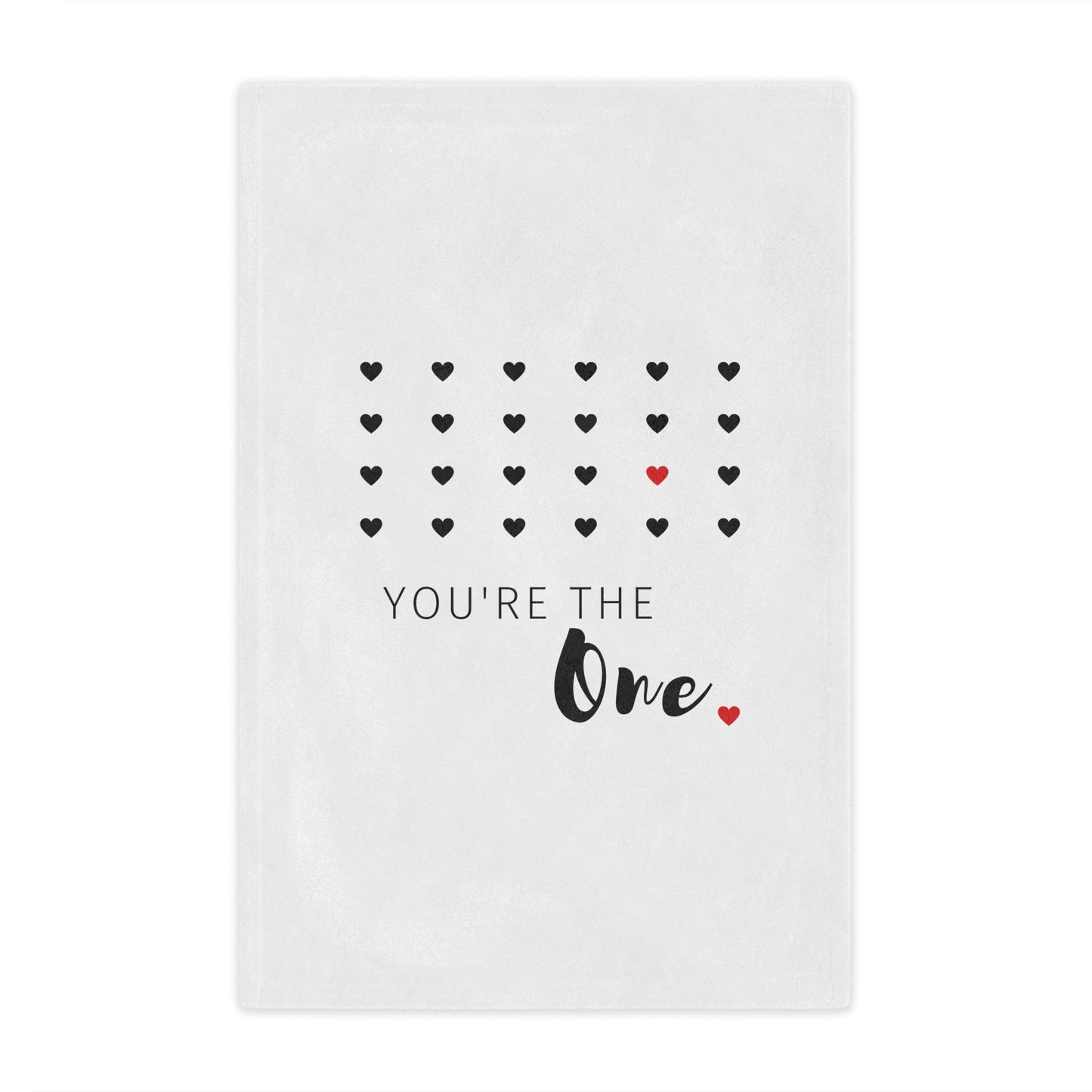 You are the one printed Minky Blanket for Valentine, Black