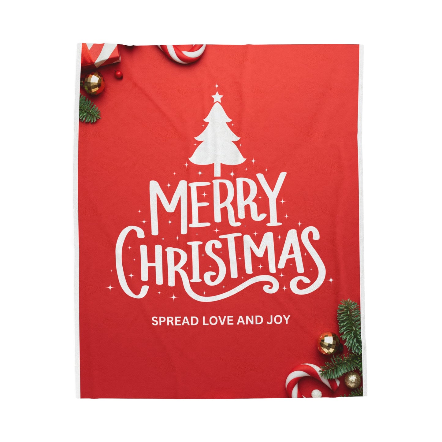 Merry Christmas with Spread Love and Joy Printed Velveteen Plsuh Blanket