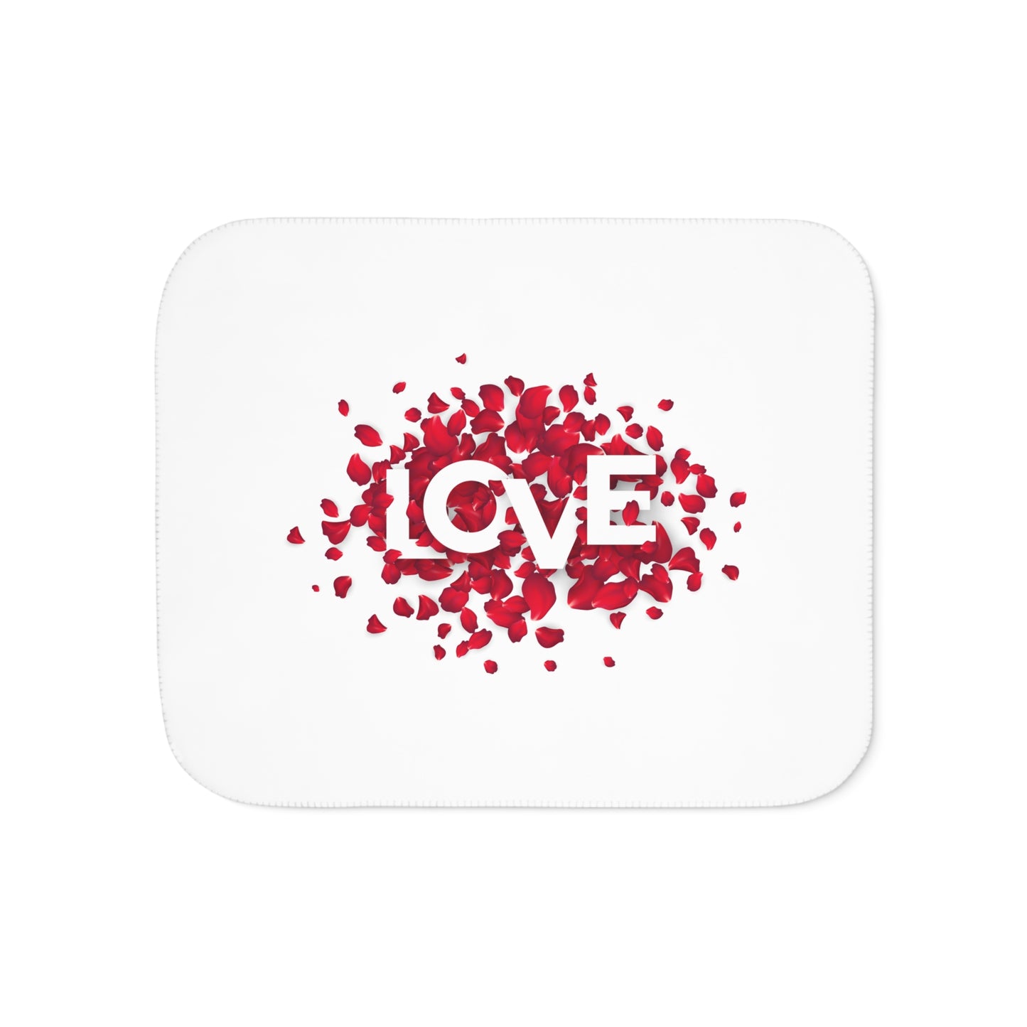 Love inside Heart made of Flower Printed Sherpa Blenket for Valentine