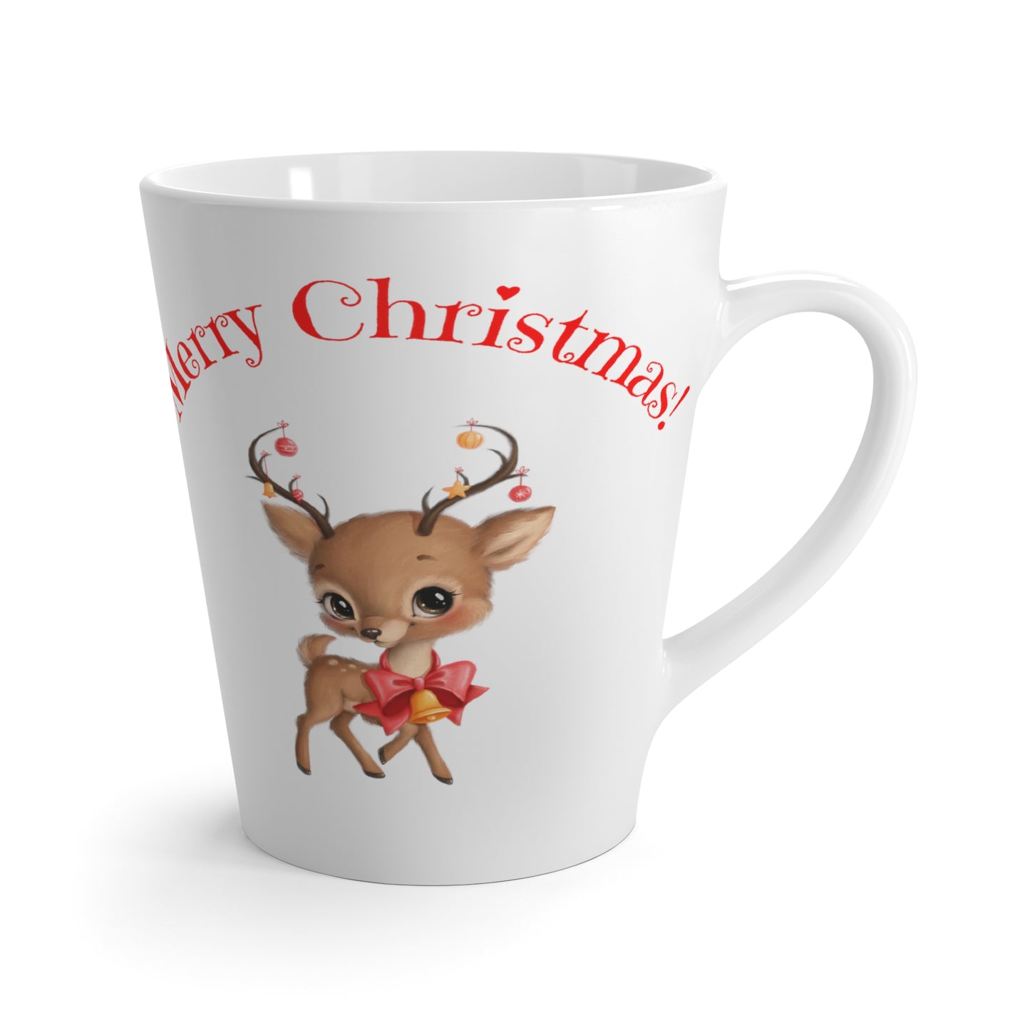 Merry Christmas Theme Latte Ceramic Mug, 12oz