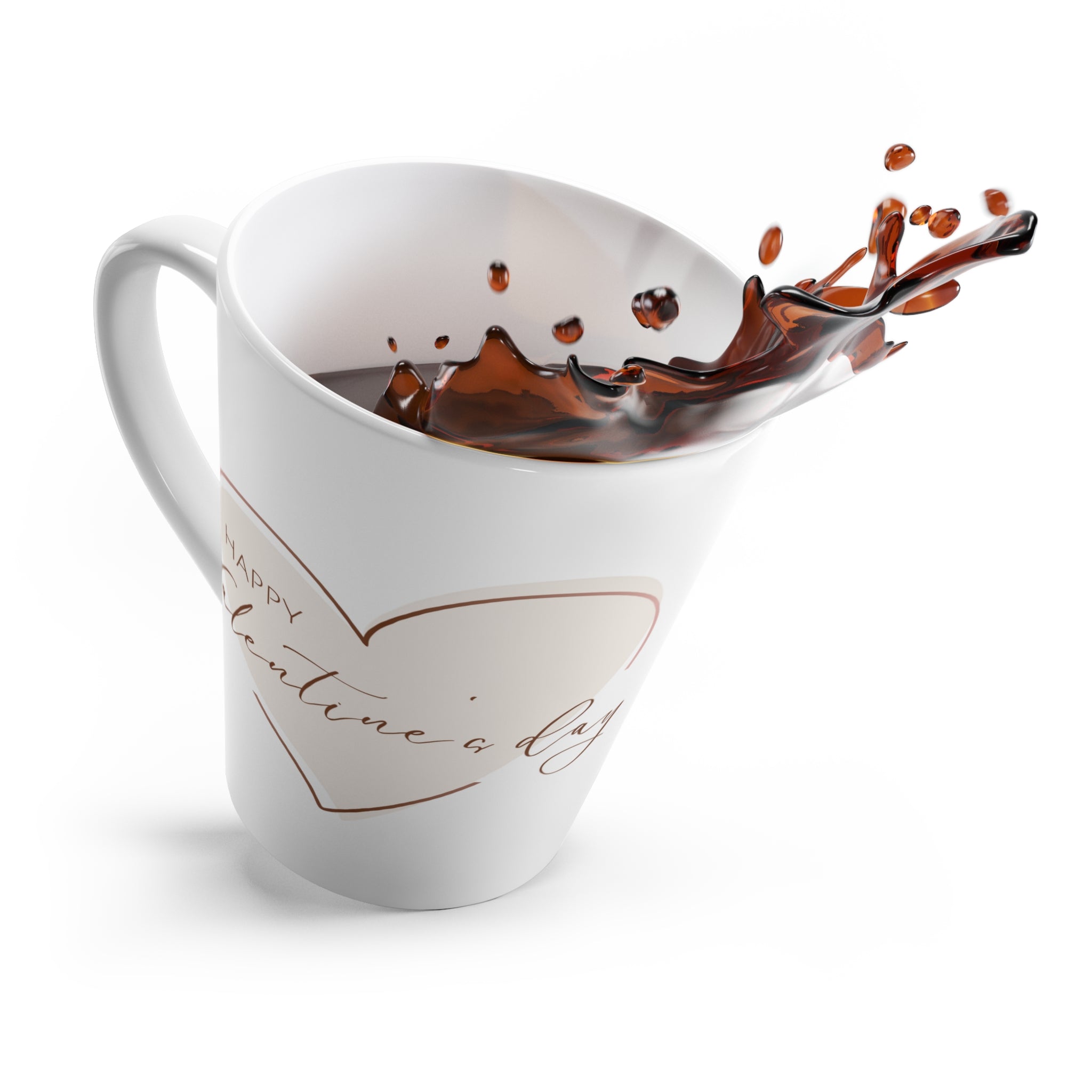 Ceramic Latte Mug – “Happy Valentine’s Day” Heart Design