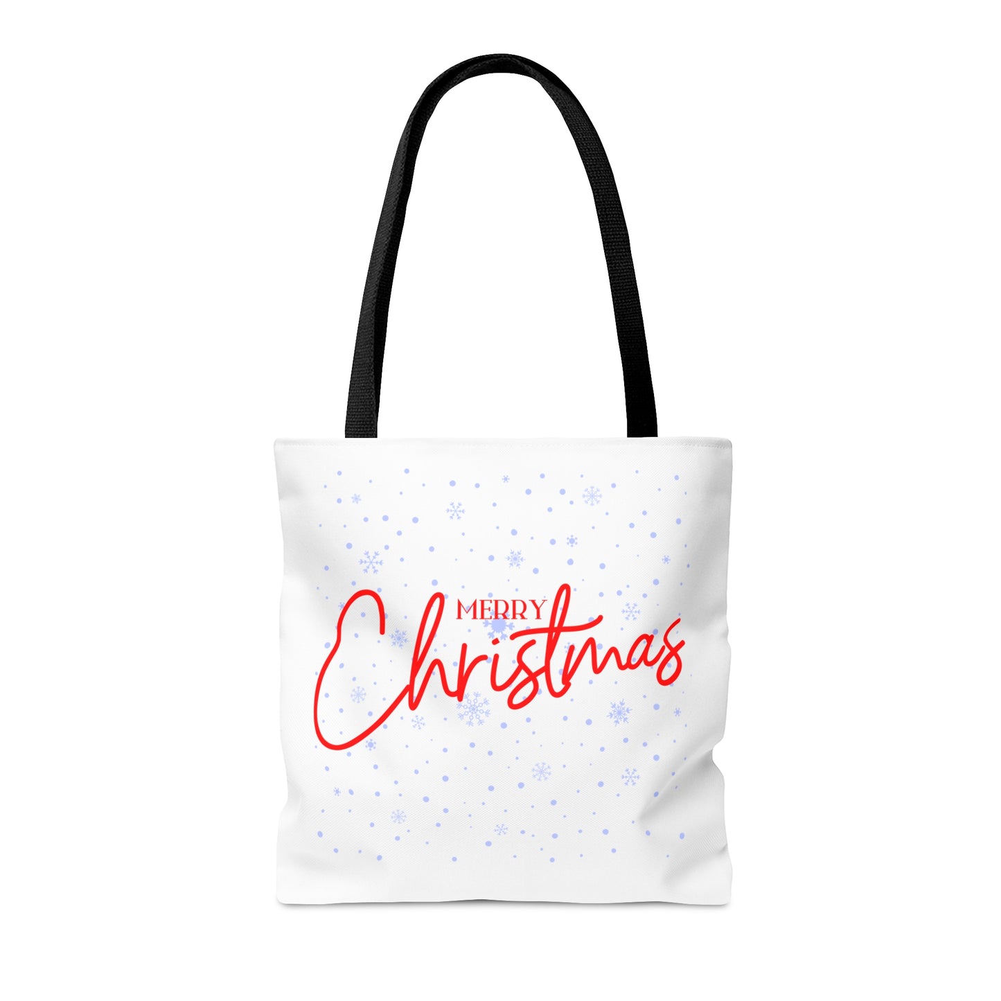 Tote Bag – Red “MERRY Christmas” Text with Snowflake Pattern – Holiday Gift for Seasonal Shoppers