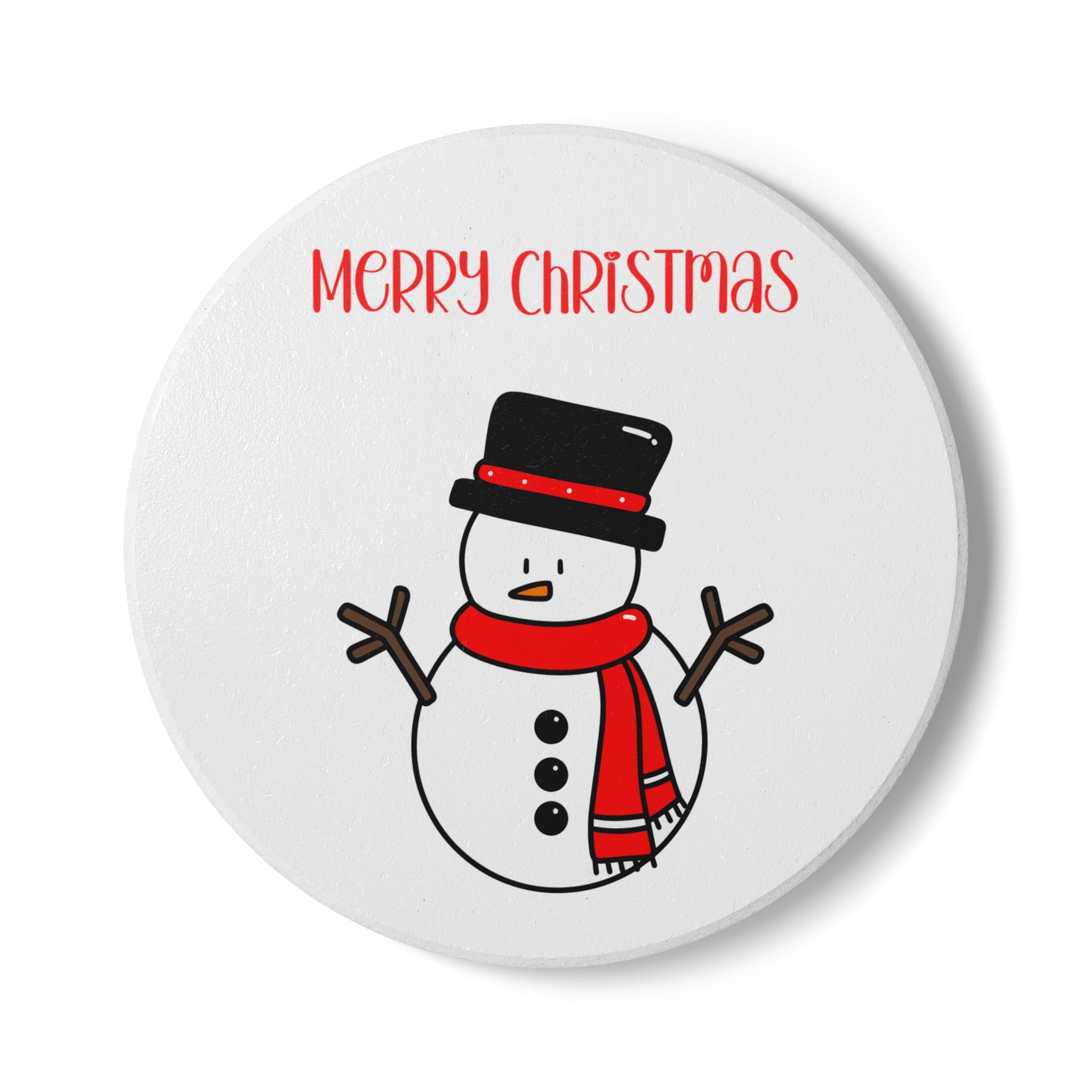 Cheerful Christmas Ceramic Coaster with Snowman Design
