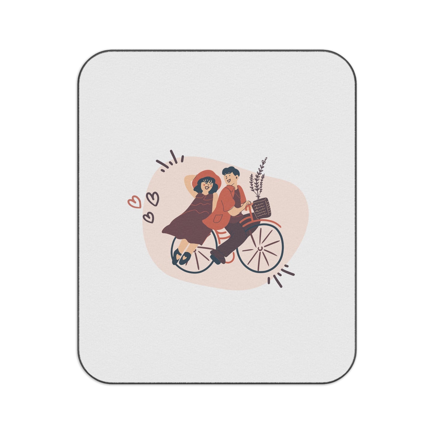 Couple on Cycle Printed Picnic Blanket for Valentine Day