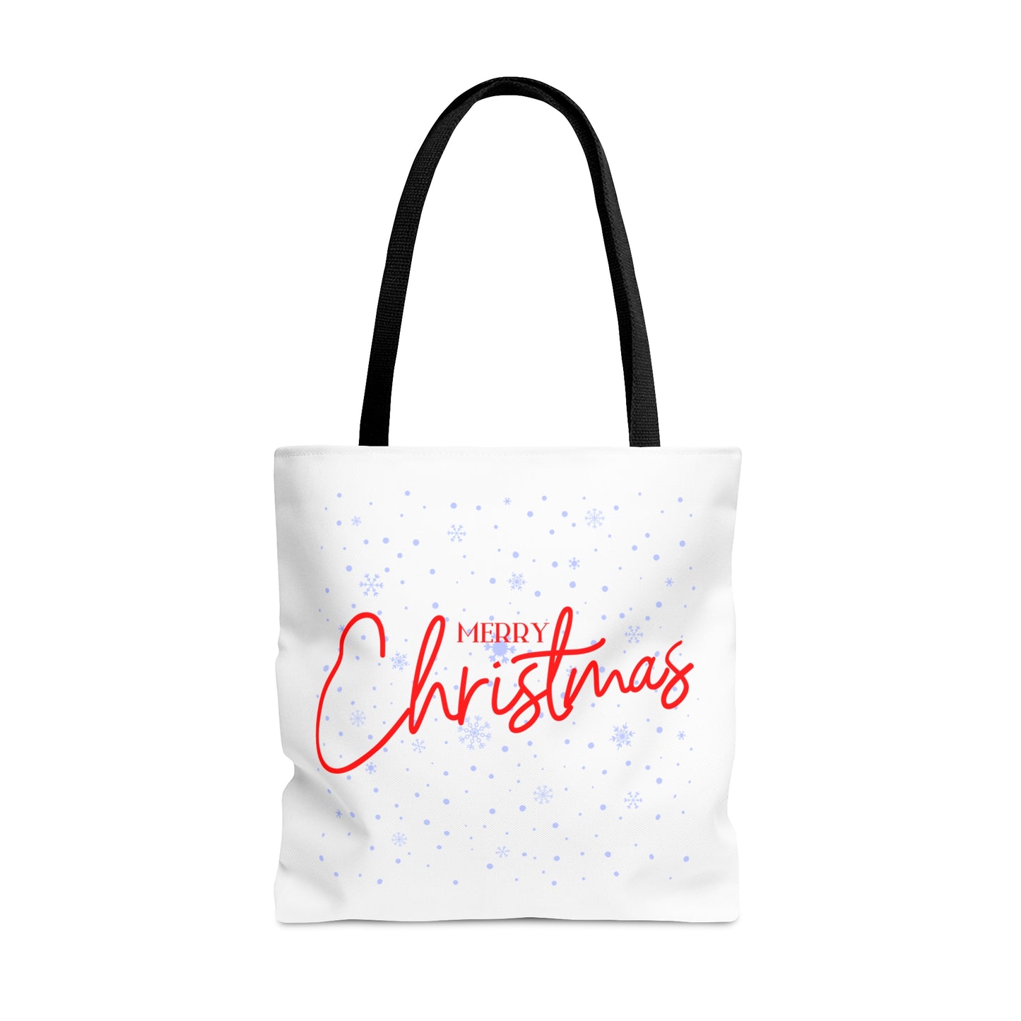 Tote Bag – Red “MERRY Christmas” Text with Snowflake Pattern – Holiday Gift for Seasonal Shoppers