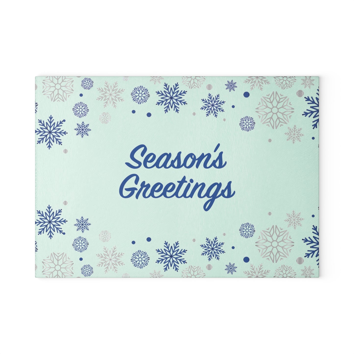 Season;s Greetings Glass Cutting Board, White