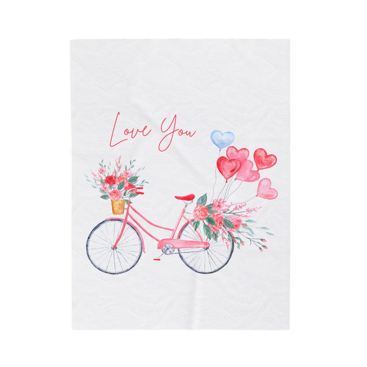 Valentine with Cycle Printed Velveteen Plush Blanket