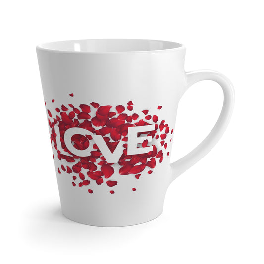 Ceramic Latte Mug – “LOVE” Typography with Red Heart Pattern