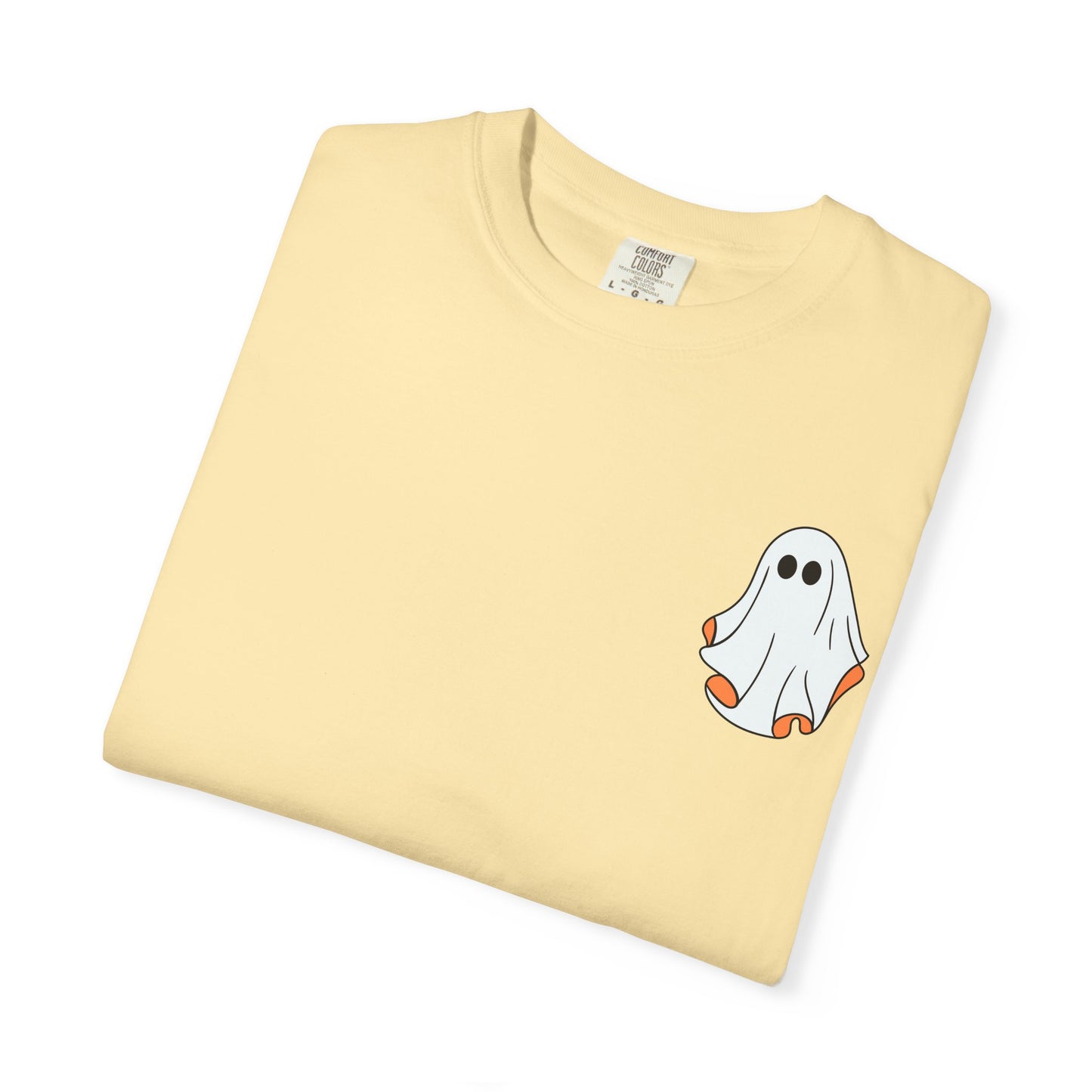 Minimal Ghost Halloween T-Shirt – Cute Pocket Graphic Tee for Spooky Season
