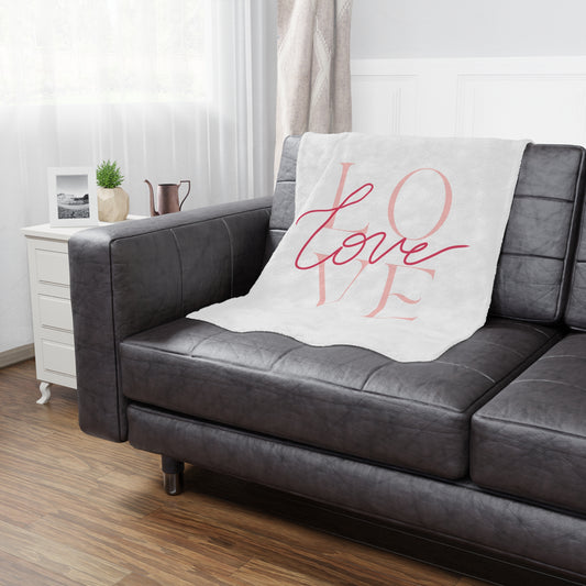 Love Printed Velveteen Minky Blanket for Her, Valentine Gift for Couple