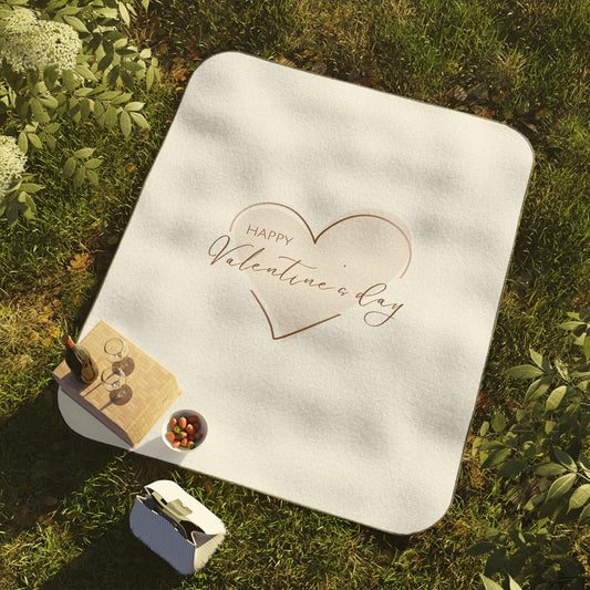Happy Valentine inside Heart Picnic Blanket for Valentine Day
