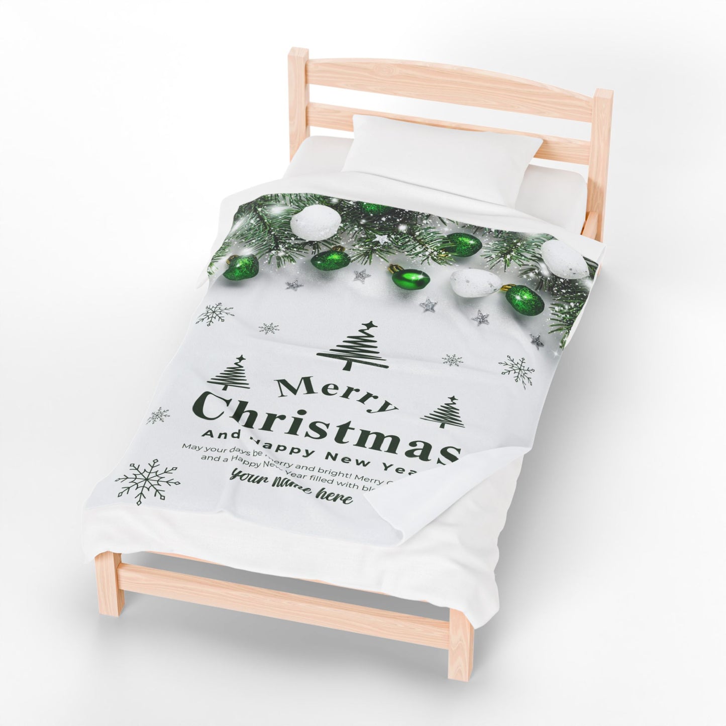 Green Ornament Christmas Blanket – Personalized Holiday Throw for a Merry & Bright Season