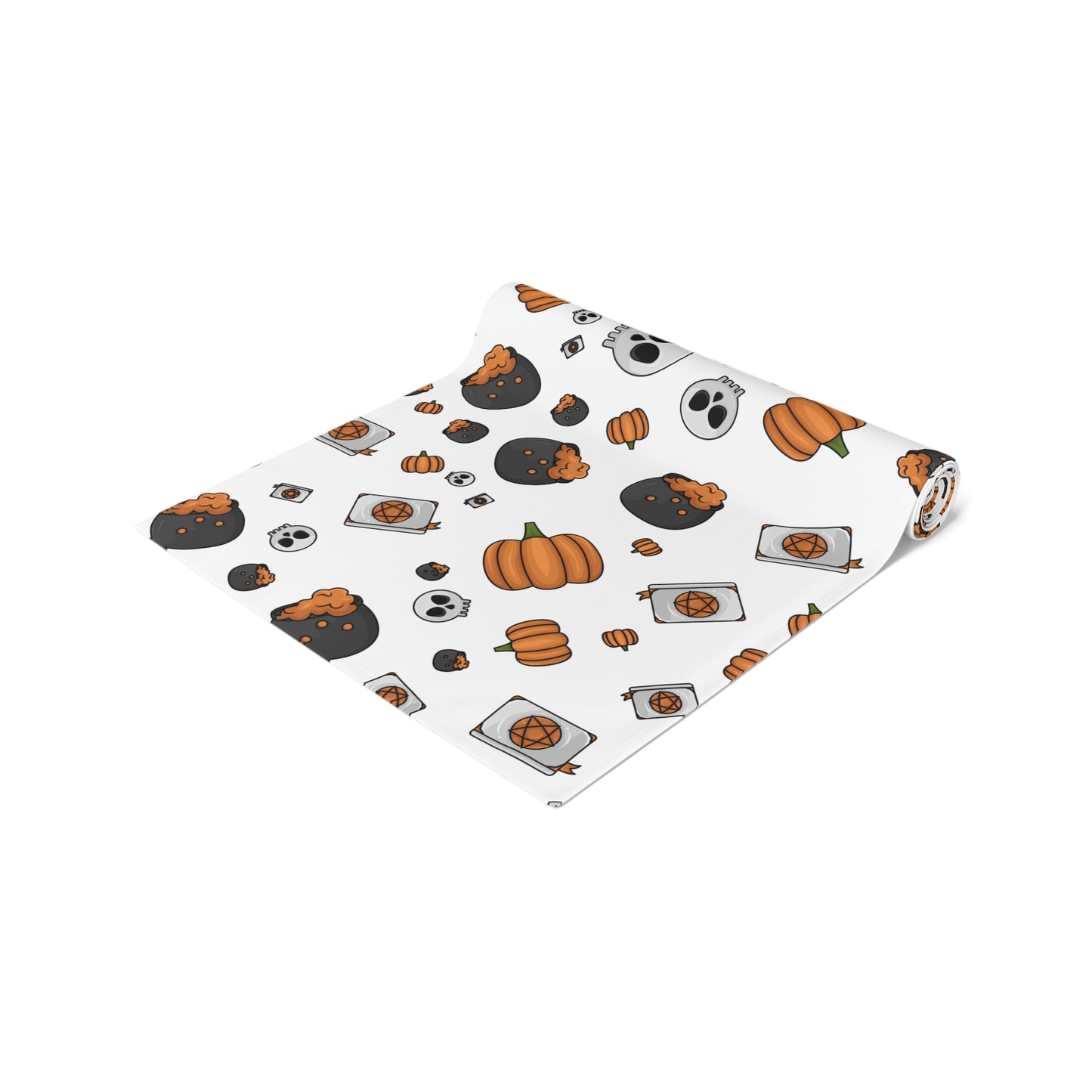 Playful Halloween Icons Table Runner – Festive Pumpkins, Ghosts & Treats Decor