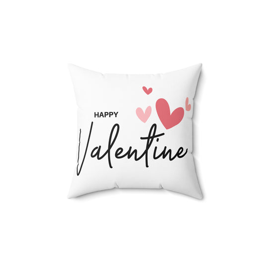 Happy Valentine with Flying Hearts Printed Squre Pillow