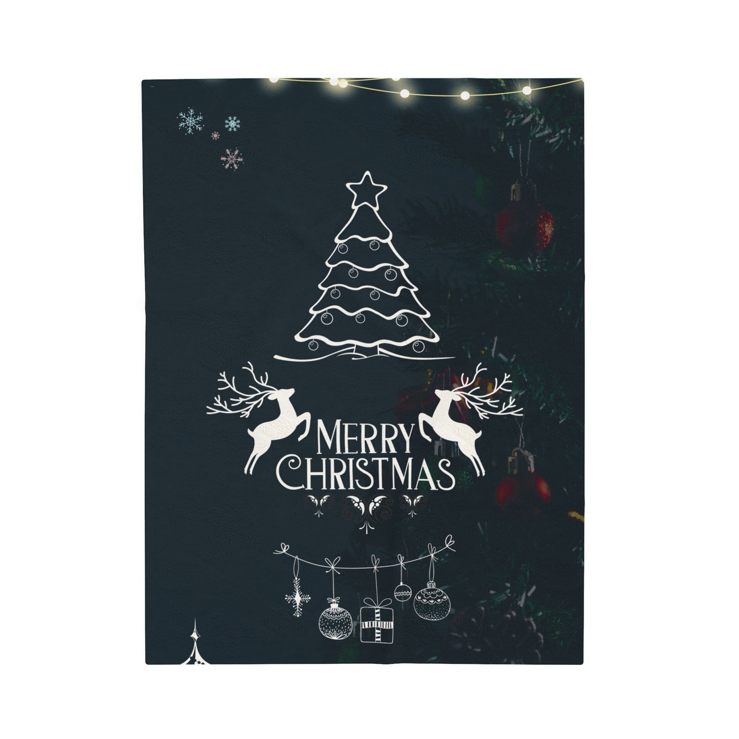 Merry Christmas in Blank Printed Velveteen Plush Blanket