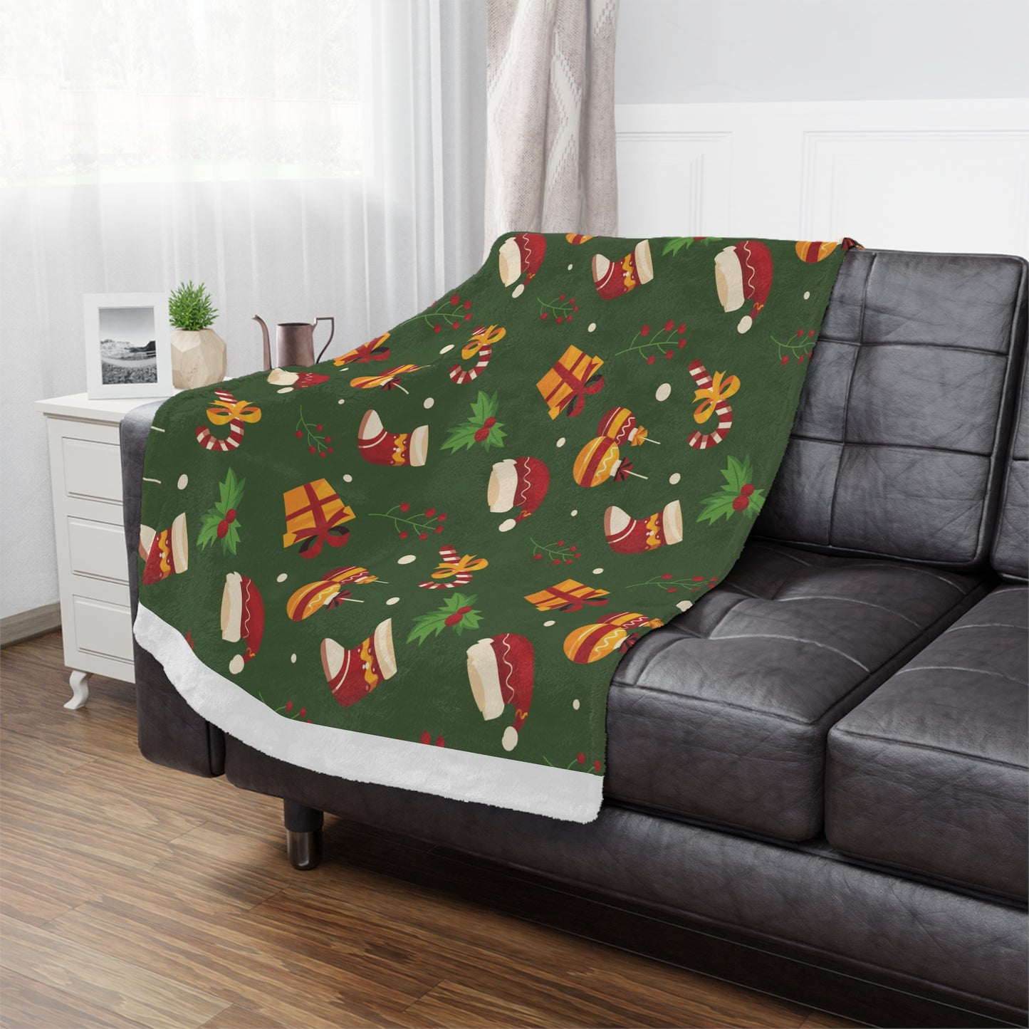 Chrstmas Minky Blanket, Beautiful Christmas Printed Blanket, Green