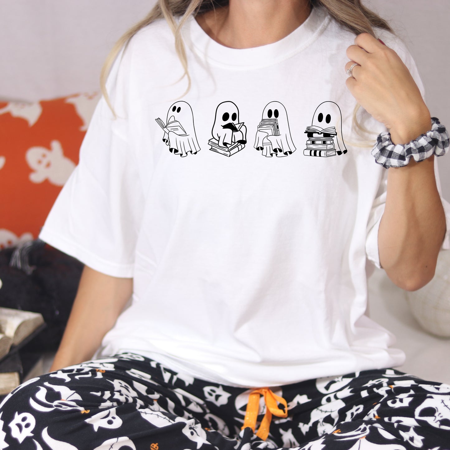 Bookish Ghost Halloween T-Shirt – Cute Comfort Colors Tee for Readers & Fall Lovers