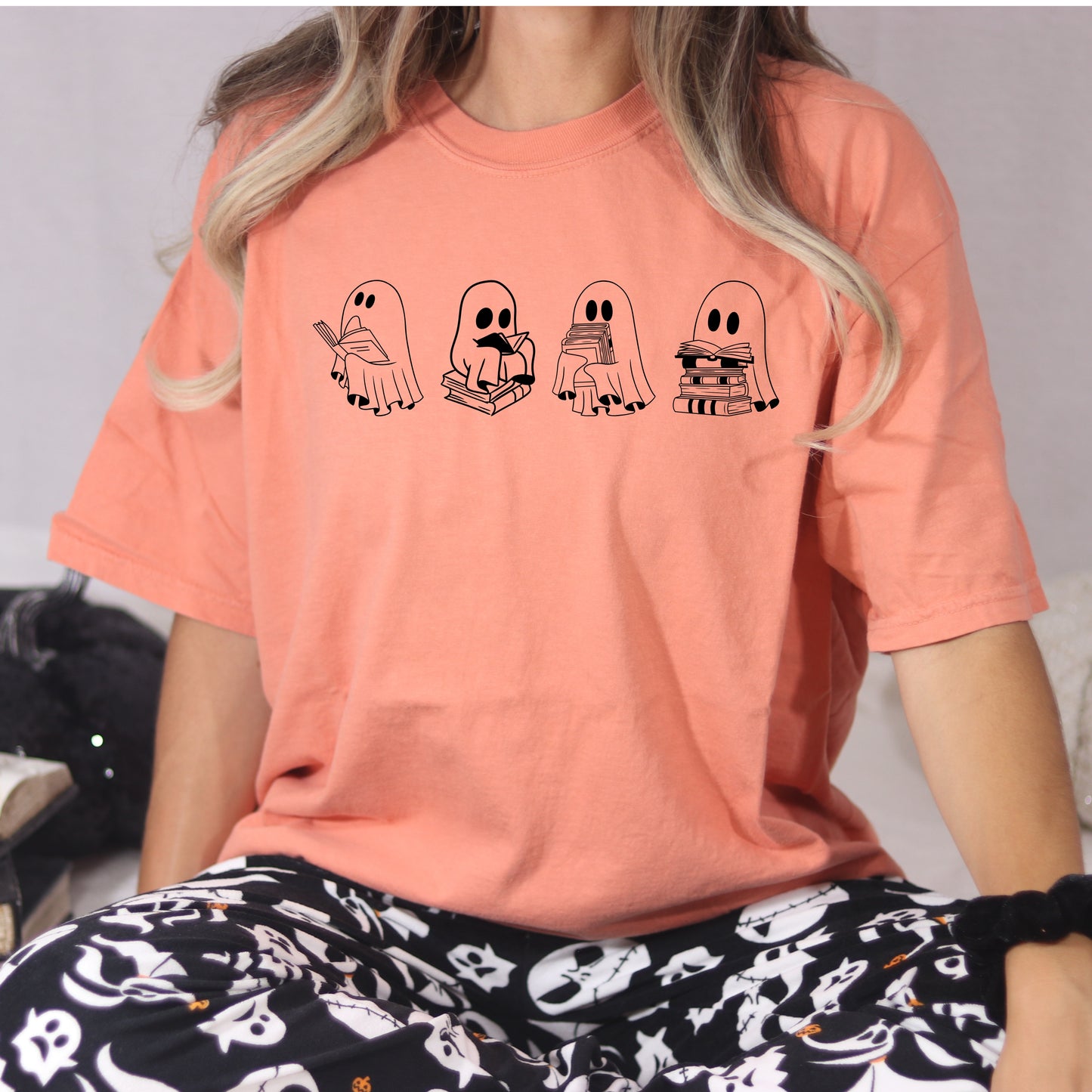 Bookish Ghost Halloween T-Shirt – Cute Comfort Colors Tee for Readers & Fall Lovers