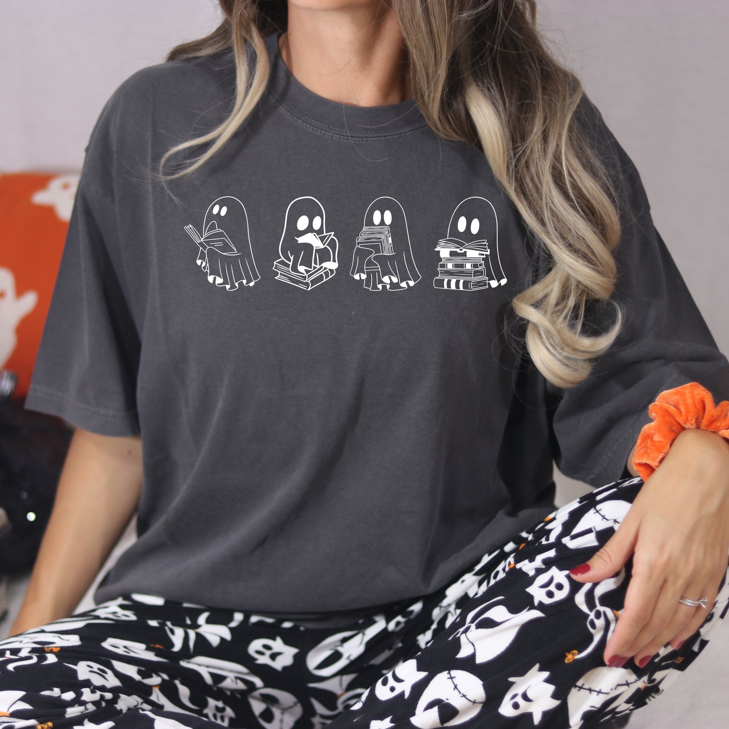 Bookish Ghost Halloween T-Shirt – Cute Comfort Colors Tee for Readers & Fall Lovers