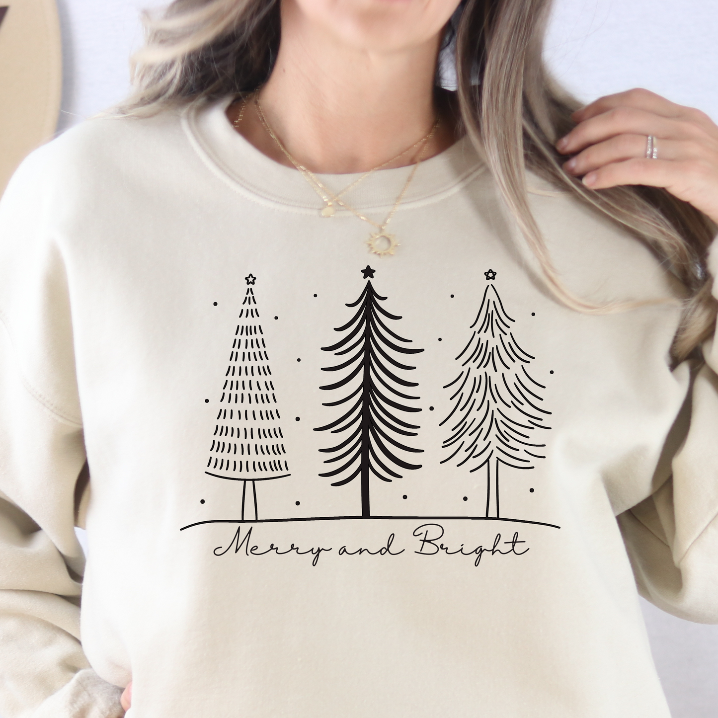 Merry and Bright Christmas Sweatshirt – Cozy Holiday Pullover for Women