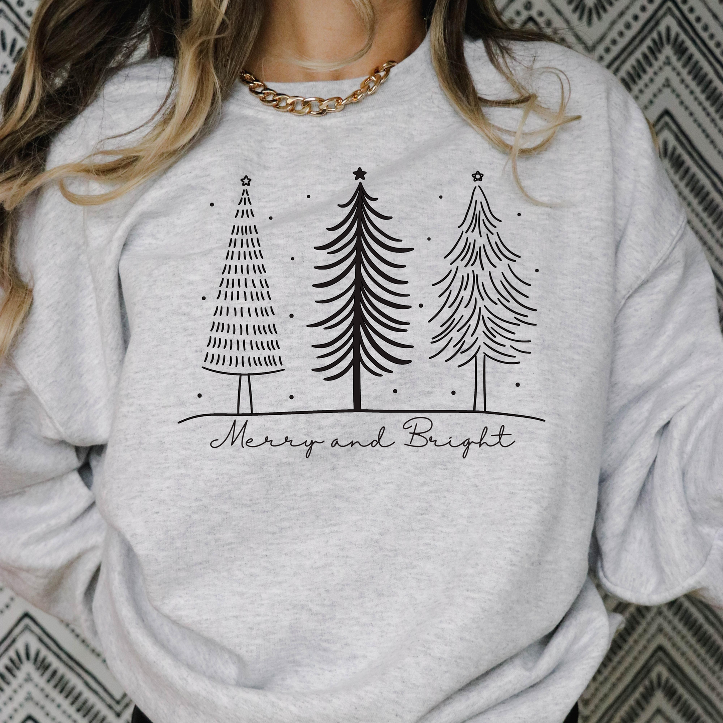 Merry and Bright Christmas Sweatshirt – Cozy Holiday Pullover for Women