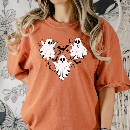 Cute Ghost Halloween T-Shirt – Vintage Orange Spooky Graphic Tee