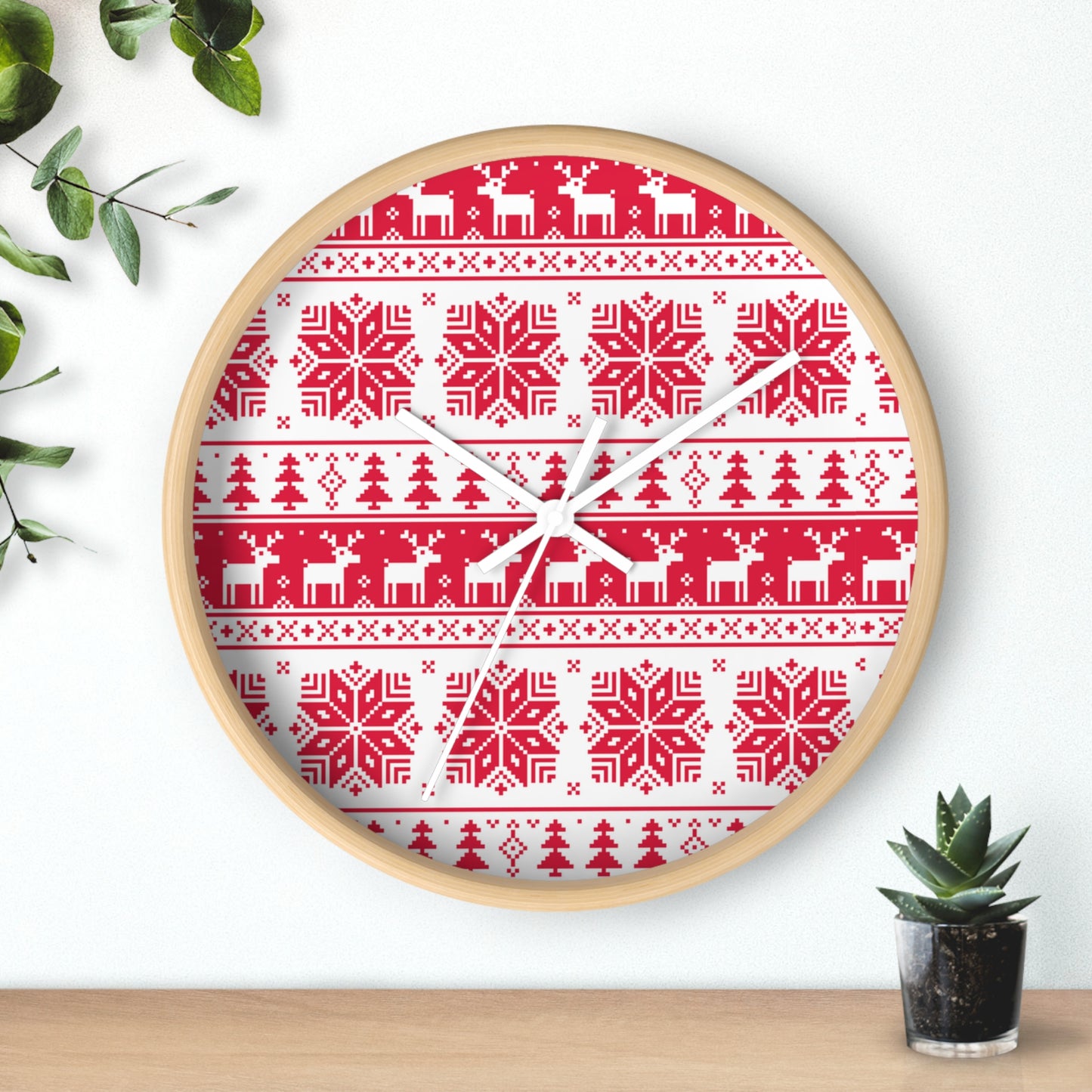 Red Christmas Wall Clock