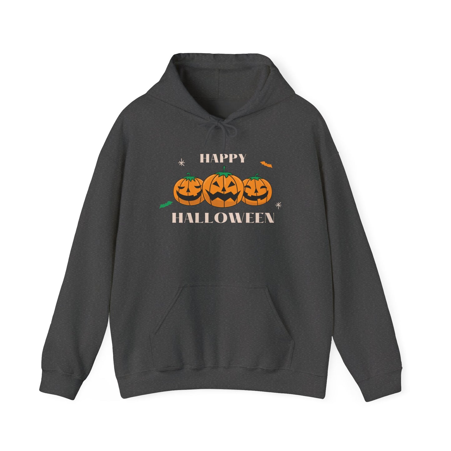 Happy Halloween" Pumpkin Trio Hoodie – Festive & Cozy for Spooky Season