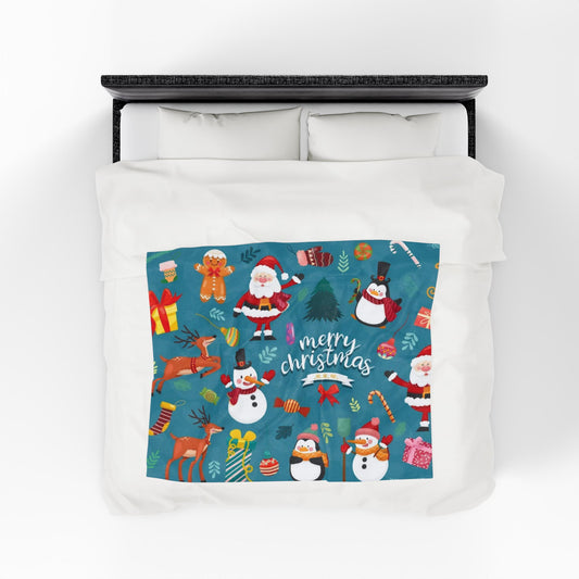 Christmas Velveteen Plush Throw Blanket – Soft & Cozy Winter Home Décor