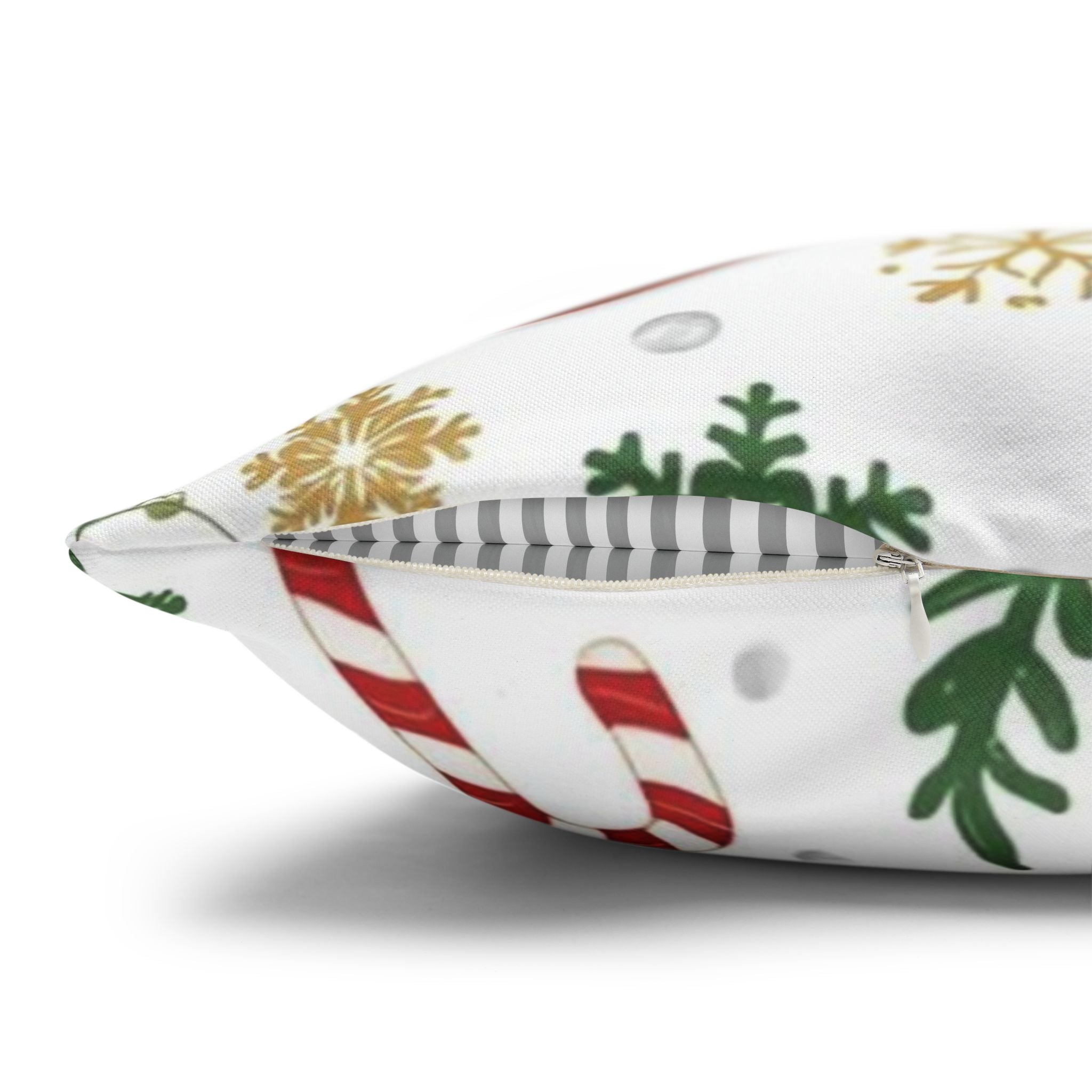 Christmas Ornament & Candy Cane Pillow Cover – Double-Sided Festive Holiday Decor