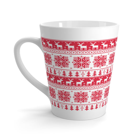 Christmas Latte Mug – 12oz White Ceramic Coffee Cup with C-Handle