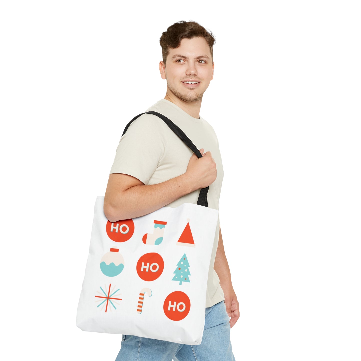 Merry Christmas Tote Bags, Reusable Tote Bags with Ho Ho Printed