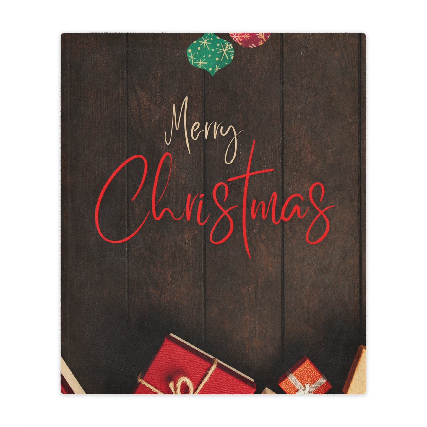 Merry Christmas Printed Minky Blanket, Coffee