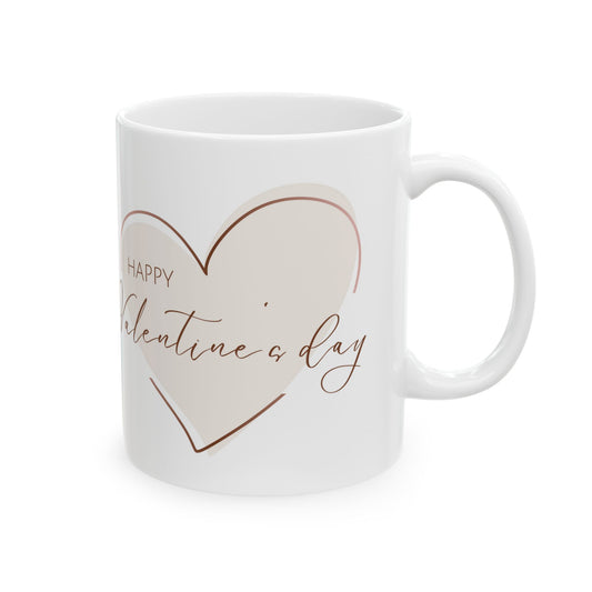 Happy Valentine Day inside Heart Printed Ceramic Mug, 11oz