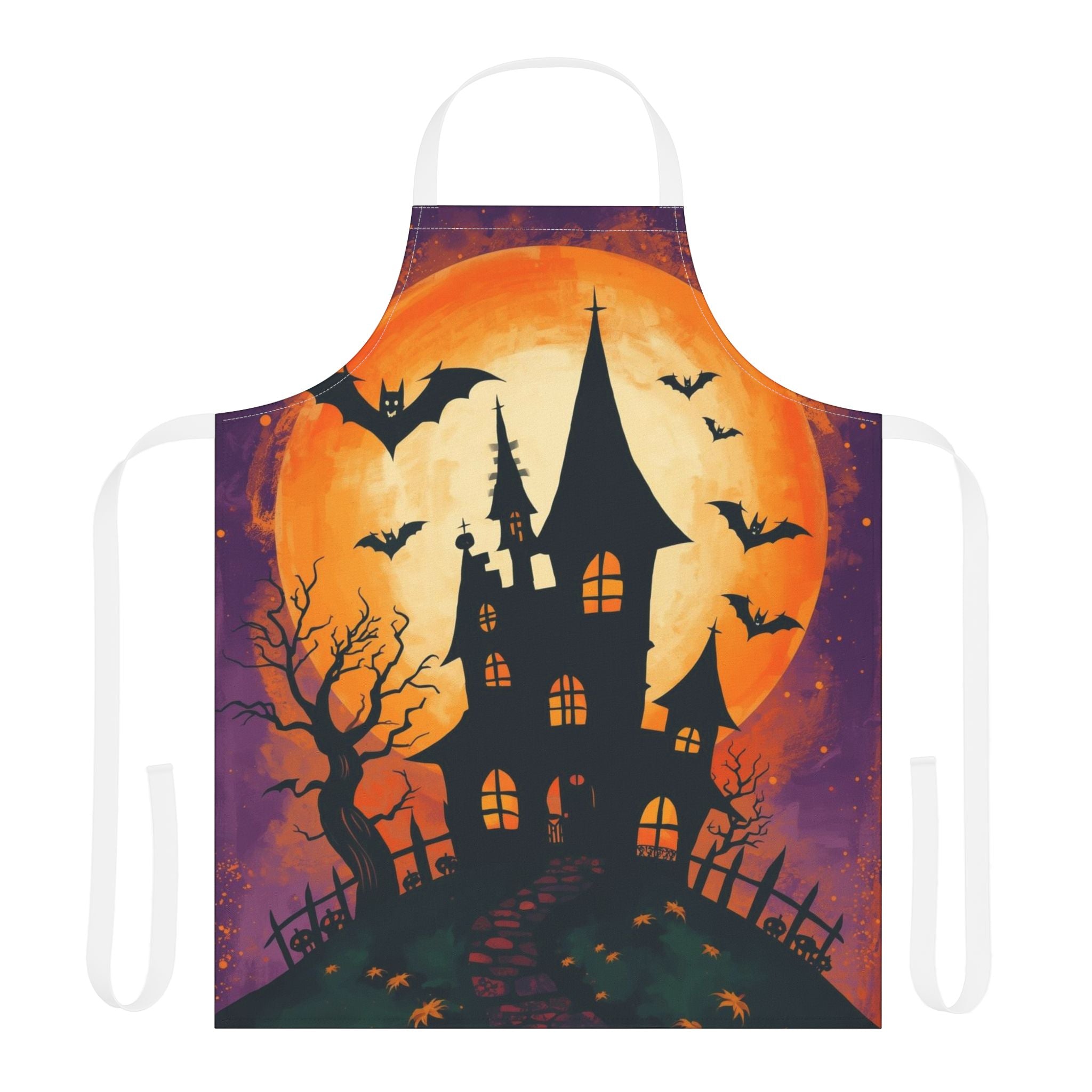 Halloween Apron – Haunted House Festive Apron for Cooking, Baking, and Halloween Parties