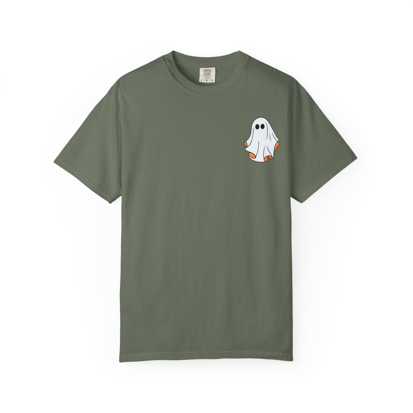 Minimal Ghost Halloween T-Shirt – Cute Pocket Graphic Tee for Spooky Season