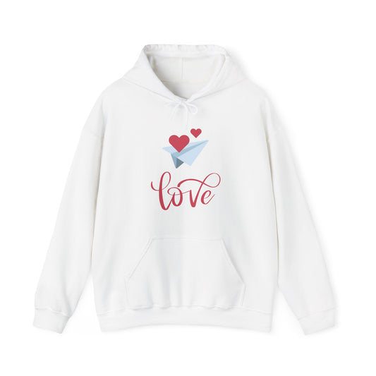 Valentine Sweatshirt, Unisex Heavy Blend™ Hooded Sweatshirt with Love and Flying Heart Print
