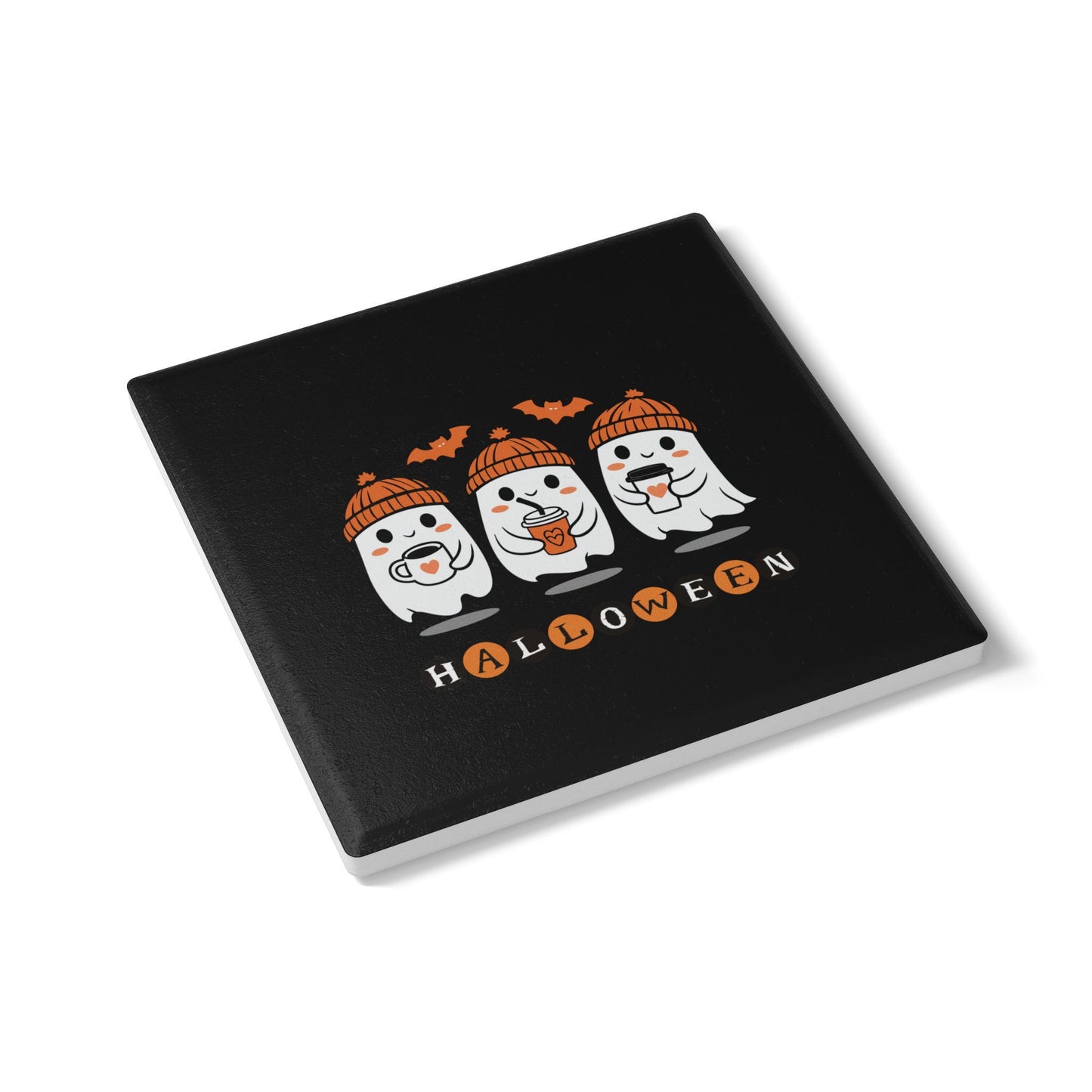 Cute Ghosts Halloween Ceramic Coaster – Spooky Fun Drink Accessory