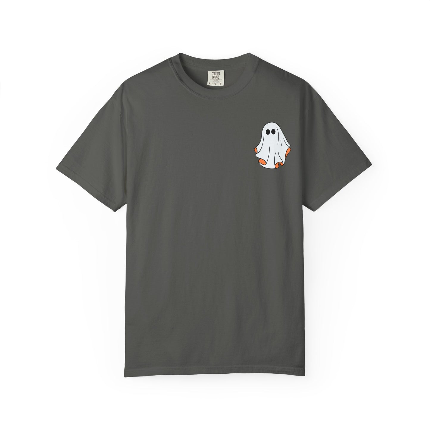 Minimal Ghost Halloween T-Shirt – Cute Pocket Graphic Tee for Spooky Season