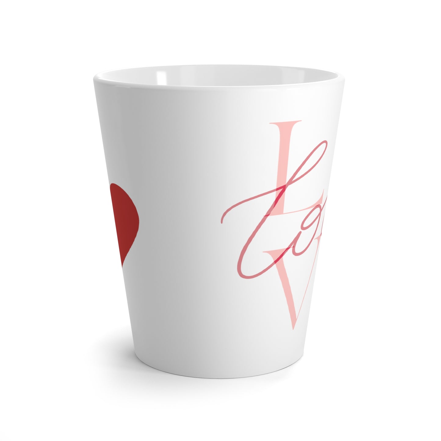 Valentines Day Latte Mugs, 12oz, Big Heart with Love Printed Coffee Mug