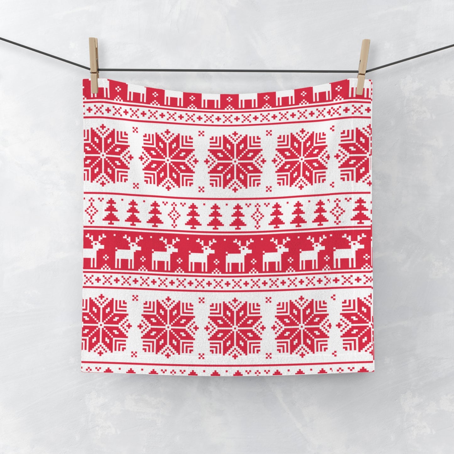 Soft and Absorbent Christmas Face Towel – 13” x 13”